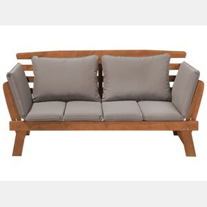 Bancos de jardim com almofadas PORTICI 210 cm Madeira de eucalipto Castanho claroTaupe