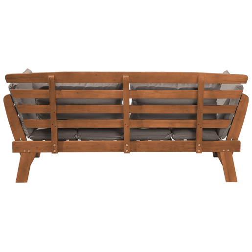 Bancos de jardim com almofadas PORTICI 210 cm Madeira de eucalipto Castanho claroTaupe