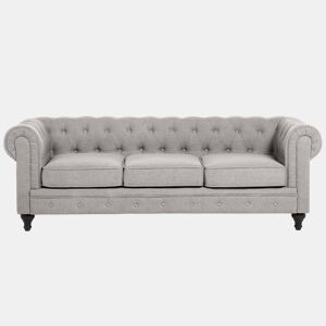 Sofá CHESTERFIELD Tecido Cinzento claro 3 lugares