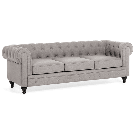 Sofá CHESTERFIELD Tecido Cinzento claro 3 lugares Sofá CHESTERFIELD Tecido Cinzento claro 3 lugares