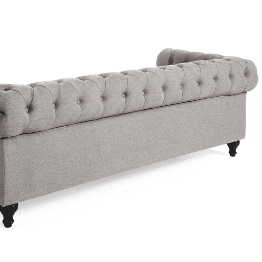 Sofá CHESTERFIELD Tecido Cinzento claro 3 lugares Sofá CHESTERFIELD Tecido Cinzento claro 3 lugares