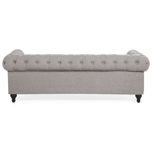 Sofá CHESTERFIELD Tecido Cinzento claro 3 lugares Sofá CHESTERFIELD Tecido Cinzento claro 3 lugares