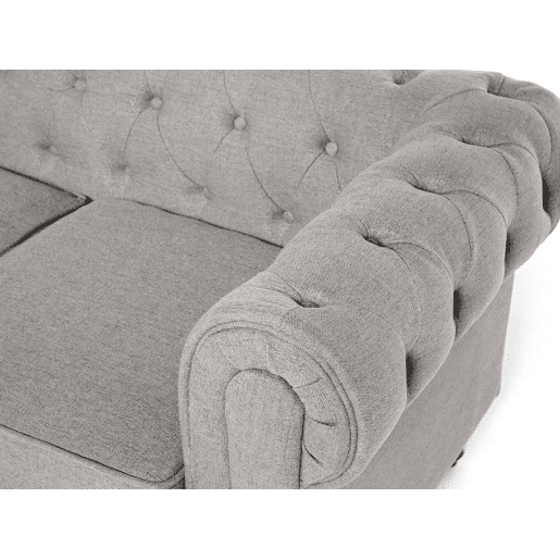 Sofá CHESTERFIELD Tecido Cinzento claro 3 lugares Sofá CHESTERFIELD Tecido Cinzento claro 3 lugares
