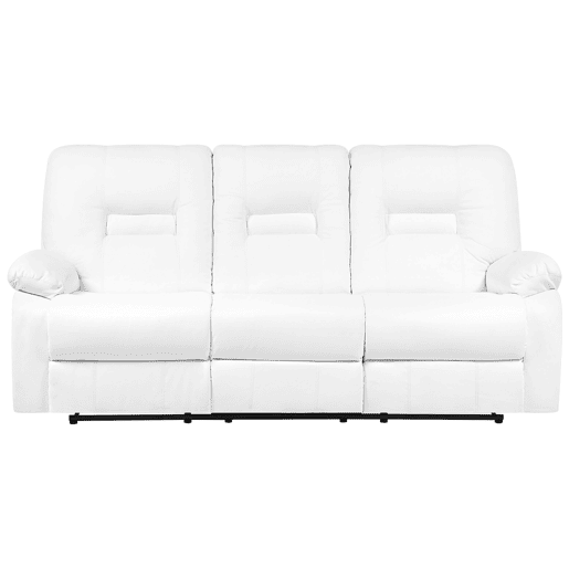 Sofá reclinável manual BERGEN Pele sintética Branco 3 lugares