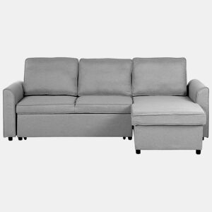 Sofá-cama de canto NESNA Tecido Cinzento claro com arrumação 3 lugares à esquerda