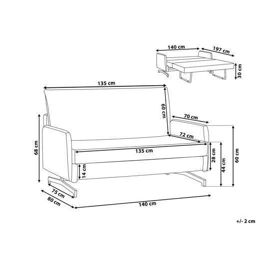 Sofá-cama BELFAST Tecido Cinzento 2 lugares
