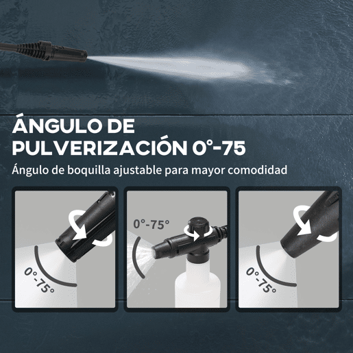 DURHAND Lavadora de Alta Pressão 1600W Caudal 432 Lh Bomba de Alumínio Pressão de 135 Bar Mangueira de 6 m Inclui Garrafas de Sabão Bocal Escova 32x24x65 cm Azul