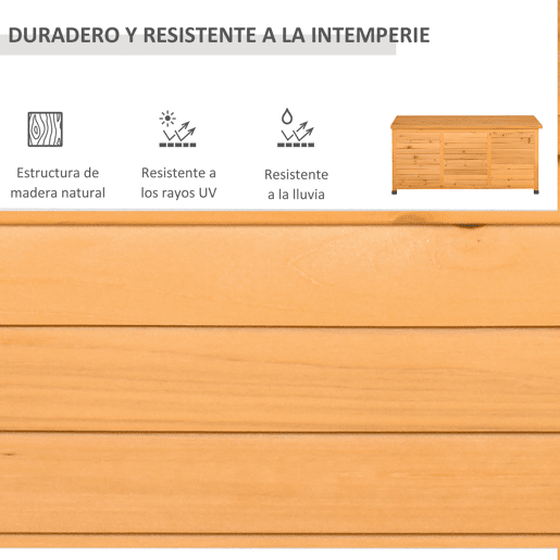 Outsunny Baú de Armazenamento Baú de Madeira de Jardim com Tampa Abatível e Desenho de Persiana 127x56x60 cm Madeira