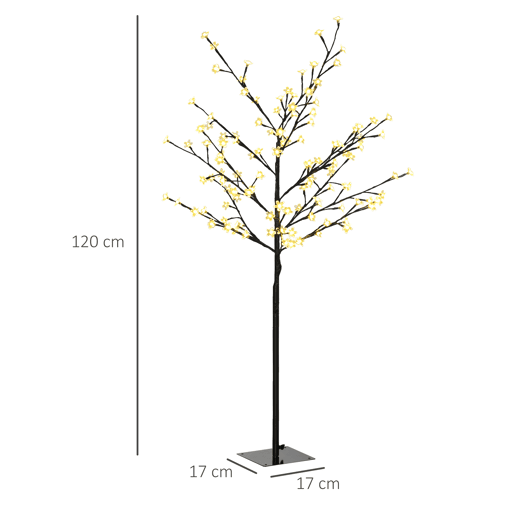 HOMCOM Árvore de Cerejeira com 120 Luzes LED IP44 Branco Quente Candeeiro Decorativo de Flor de Cereja com Ramos Flexíveis para Sala de Estar Festas Interiores 17x17x120cm Preto HOMCOM Árvore de Cerejeira com 120 Luzes LED IP44 Branco Quente Candeeiro Decorativo de Flor de Cereja com Ramos Flexíveis para Sala de Estar Festas Interiores 17x17x120cm Preto