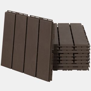 Outsunny Conjunto de 9 Estrados 30x30cm com Área de 0.81 m² para Exterior e Interior Estrados com Sistema Click com Superfície Antiderrapante para Balcão Terraço Jardim Marrom