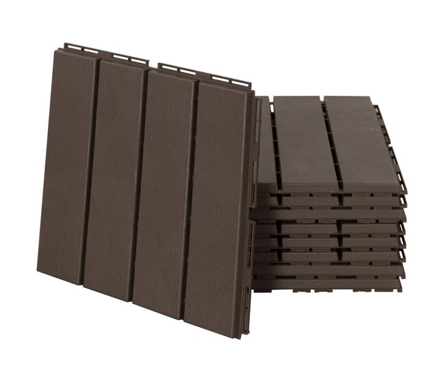 Outsunny baldosas cuadradas para suelos antideslizantes exteriores interiores paquete de 9 piezas 0.81 m² 30x30 cm marrón