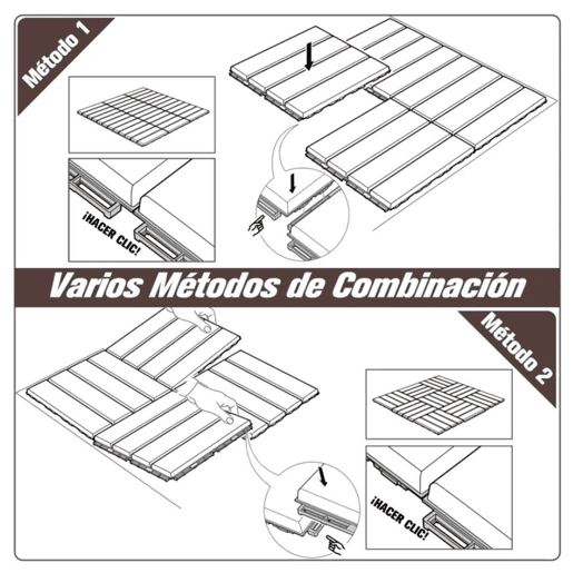 Outsunny Conjunto de 9 Estrados 30x30cm com Área de 0.81 m² para Exterior e Interior Estrados com Sistema Click com Superfície Antiderrapante para Balcão Terraço Jardim Marrom