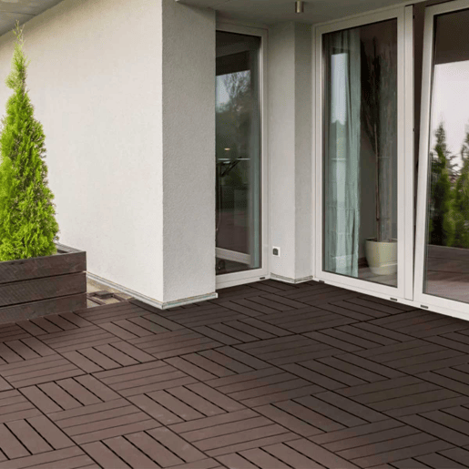 Outsunny Conjunto de 9 Estrados 30x30cm com Área de 0.81 m² para Exterior e Interior Estrados com Sistema Click com Superfície Antiderrapante para Balcão Terraço Jardim Marrom