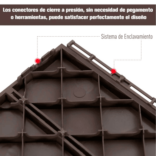 Outsunny Conjunto de 9 Estrados 30x30cm com Área de 0.81 m² para Exterior e Interior Estrados com Sistema Click com Superfície Antiderrapante para Balcão Terraço Jardim Marrom