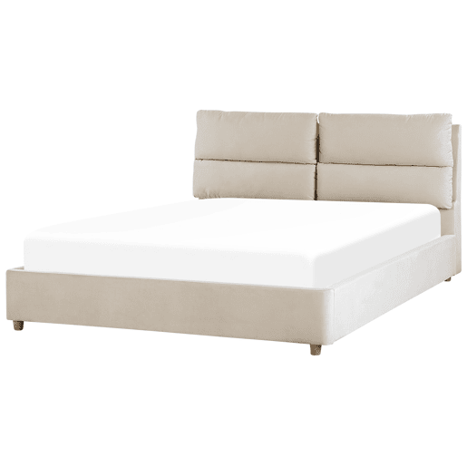 Cama baú Veludo BATILLY 160 x 200 cm Creme claro