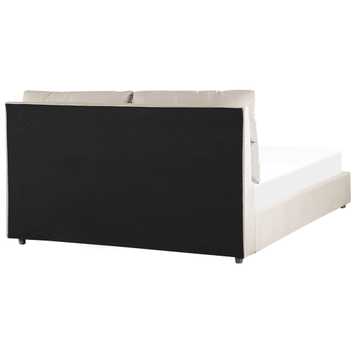 Cama baú Veludo BATILLY 160 x 200 cm Creme claro