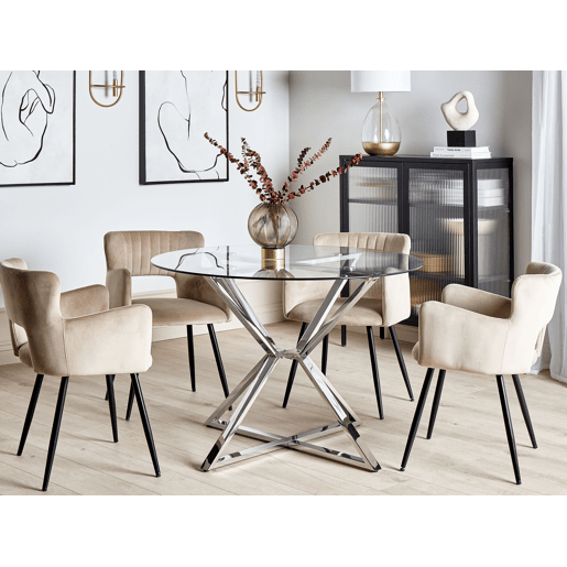 Mesa de jantar BOSCO Prateado 105 cm 105 cm Vidro de segurança (temperado)