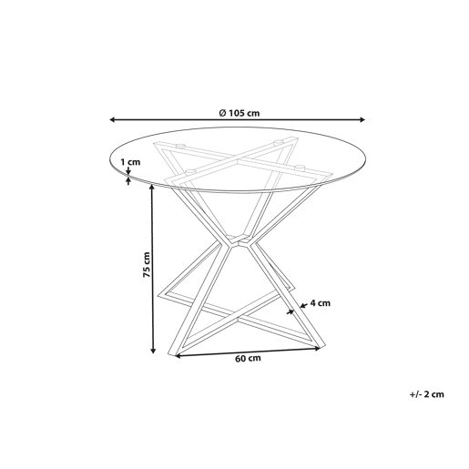 Mesa de jantar BOSCO Prateado 105 cm 105 cm Vidro de segurança (temperado)