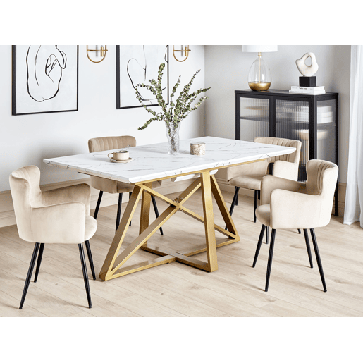 Mesa de jantar extensível MAXIMUS Mármore branco 160200 cm 90 cm