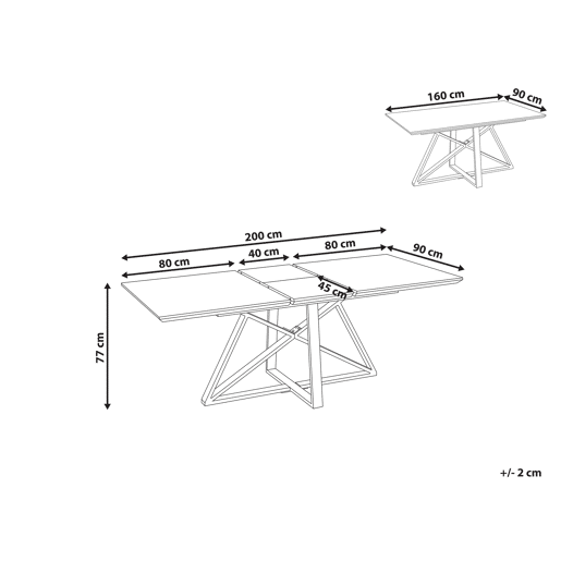 Mesa de jantar extensível MAXIMUS Mármore branco 160200 cm 90 cm