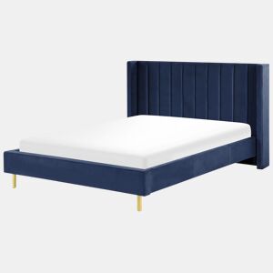 Cama Veludo VILLETTE 160 x 200 cm Azul marinho