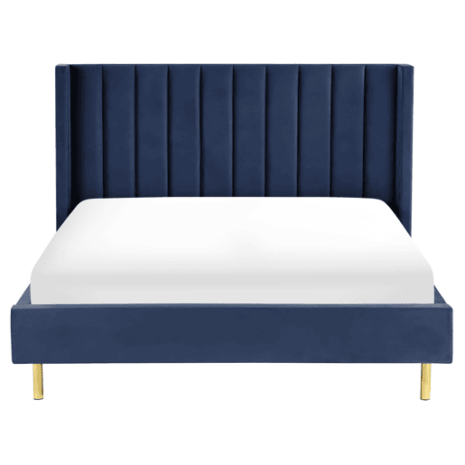 Cama Veludo VILLETTE 160 x 200 cm Azul marinho