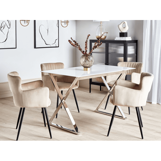 Mesa de jantar ATTICA Branco 120 cm 70 cm Vidro de segurança (temperado)