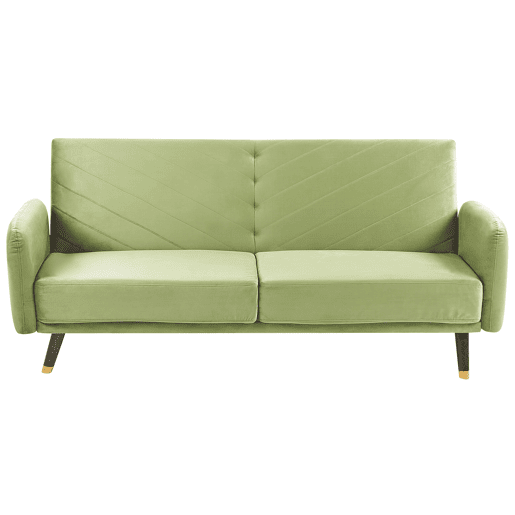 Sofá-cama SENJA Veludo Verde-oliva 3 lugares