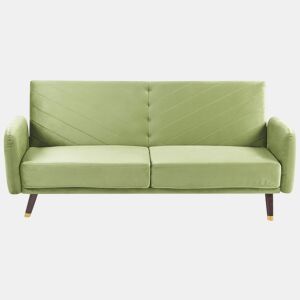 Sofá-cama SENJA Veludo Verde-oliva 3 lugares