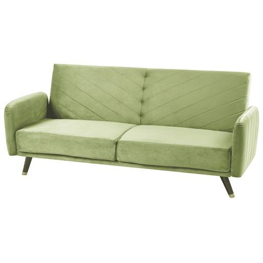 Sofá-cama SENJA Veludo Verde-oliva 3 lugares