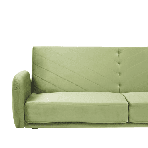 Sofá-cama SENJA Veludo Verde-oliva 3 lugares