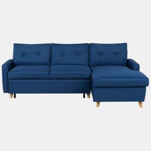 Sofá-cama de canto FLAKK Tecido Azul marinho com arrumação 4 lugares à esquerda