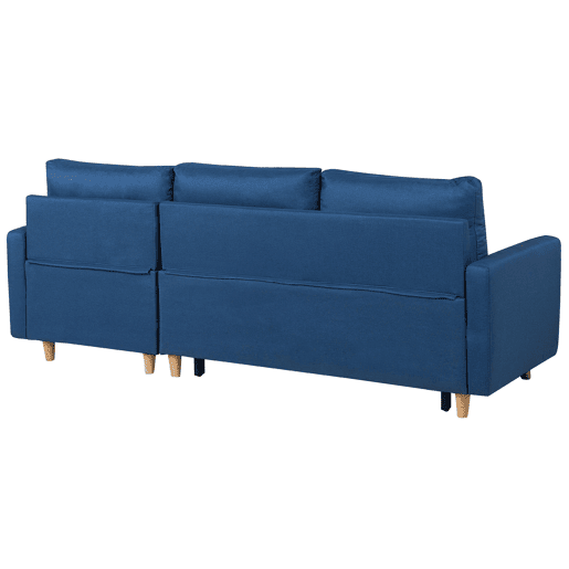 Sofá-cama de canto FLAKK Tecido Azul marinho com arrumação 4 lugares à esquerda