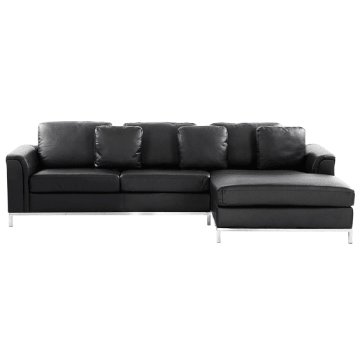 Sofá de canto OSLO Pele Preto 4 lugares à esquerda