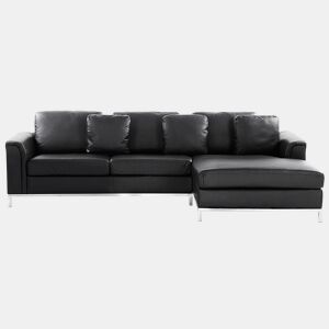 Sofá de canto OSLO Pele Preto 4 lugares à esquerda
