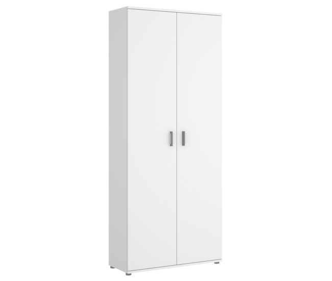 Armario auxiliar fit 4 compartimentos con escobero abatibles blanco 190x78x35 cm