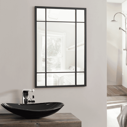 Espelho de parede rectangular Colobraro para casa de banho MDF 90 x 60 cm - Preto mate en.casa.