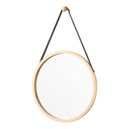 Espelho de parede para casa de banho Bykle com alça 60 x Ø 38 cm bambu natural en.casa.