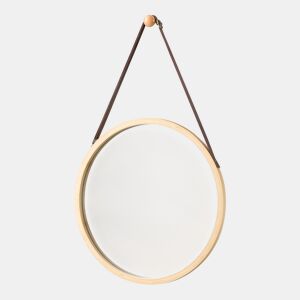 Espelho de parede para casa de banho Bykle com alça 60 x Ø 38 cm bambu natural en.casa.