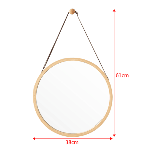 Espelho de parede para casa de banho Bykle com alça 60 x Ø 38 cm bambu natural en.casa.