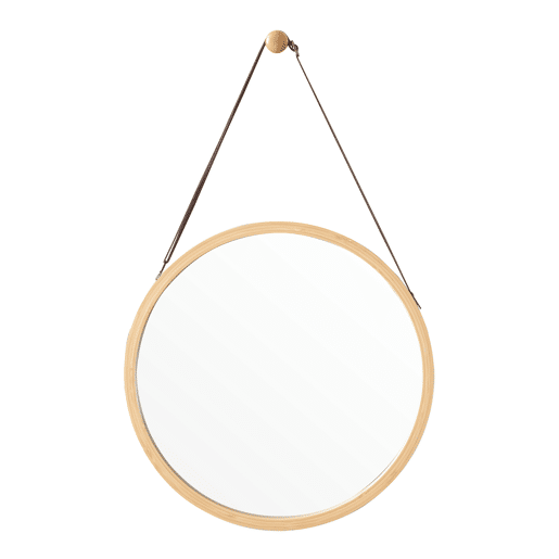 Espelho de parede para casa de banho Bykle com alça 60 x Ø 38 cm bambu natural en.casa.