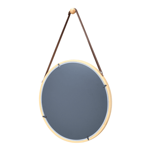 Espelho de parede para casa de banho Bykle com alça 60 x Ø 38 cm bambu natural en.casa.
