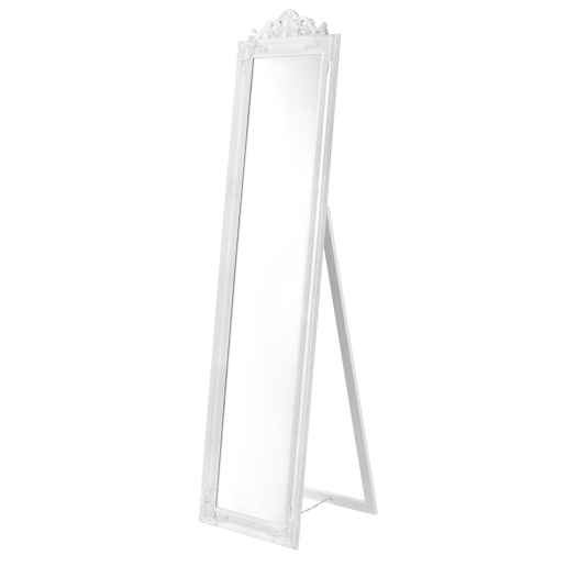 Espelho de pé Arezzo - 160x40 cm - Inclinável - Regulável - Moldura de eucalipto - Branco en.casa.