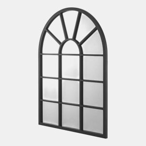 Villalago espelho de parede quadrado em forma de janela MDF 80 x 60 cm - Preto mate en.casa.