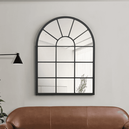 Villalago espelho de parede quadrado em forma de janela MDF 80 x 60 cm - Preto mate en.casa.