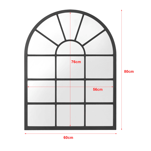 Villalago espelho de parede quadrado em forma de janela MDF 80 x 60 cm - Preto mate en.casa.