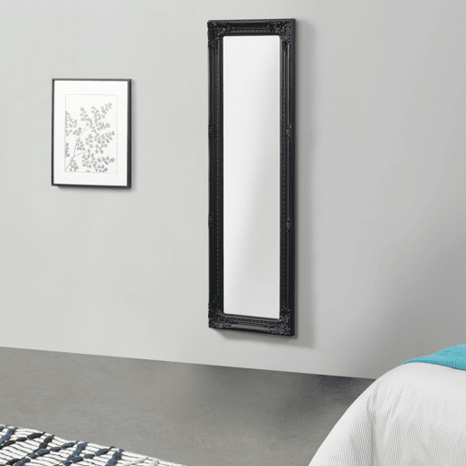 Espelho de parede - de corpo inteiro - Livorno - 132 x 42 x 3,5 cm - Moldura em eucalipto - Preto em casa.