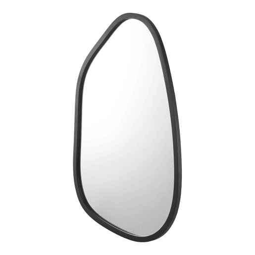 Espelho de parede assimétrico Filiano com moldura MDF 80 x 58 cm - Preto mate en.casa.