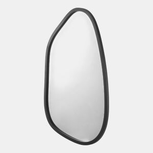 Espelho de parede assimétrico Filiano com moldura MDF 80 x 58 cm - Preto mate en.casa.