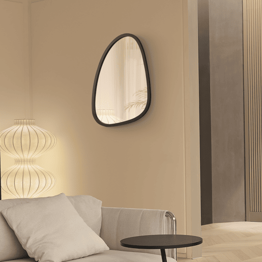 Espelho de parede em forma de ovo Grottole com moldura MDF 60 x 40 cm - Preto mate en.casa.